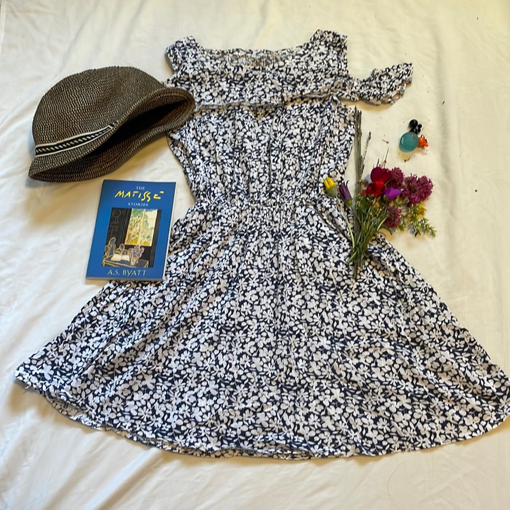 Vintage Cold Shoulder Hyacinth Bloom Mini Dress size XXS